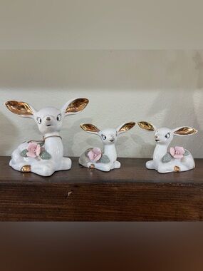 Vintage Chase Japan Set of Three Deer Porcelain